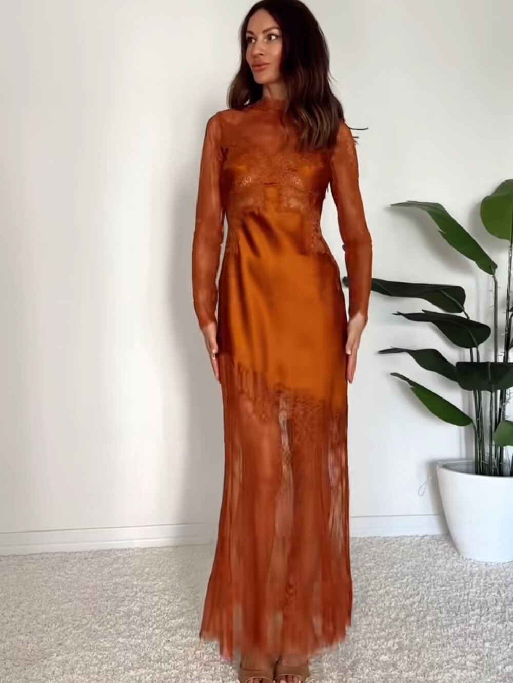 ZARA ZW COLLECTION LACE SATIN DRESS 5919/133/732